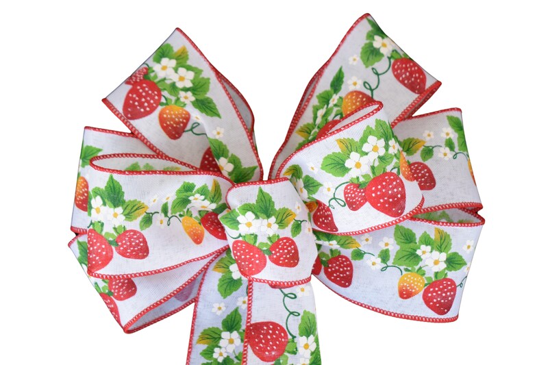 Spring Wired Wreath Bow - Razzle - Strawberries